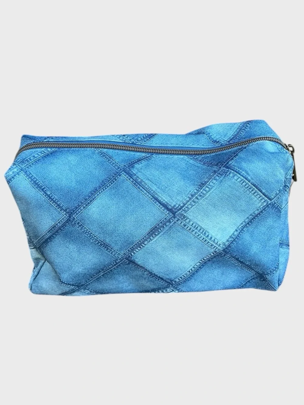 Revive Vintage Faux Denim Patchwork Cosmetic Bag Y2K Travel NWT